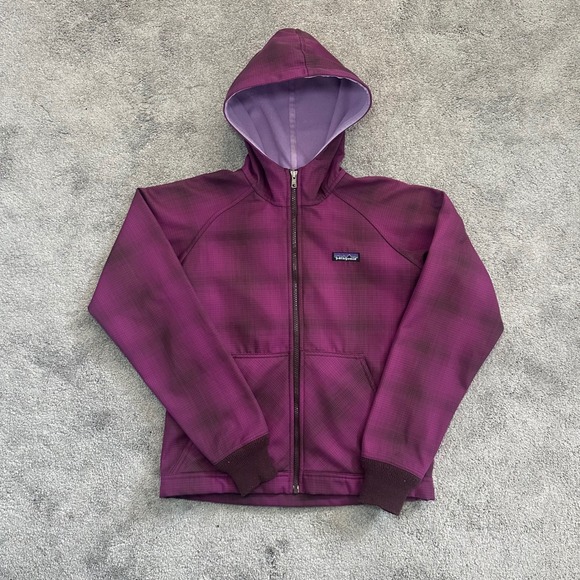 Patagonia Jackets & Blazers - Patagonia Slopestyle Hoodie Womens Small Purple Plaid Jacket SoftShell 29861F9